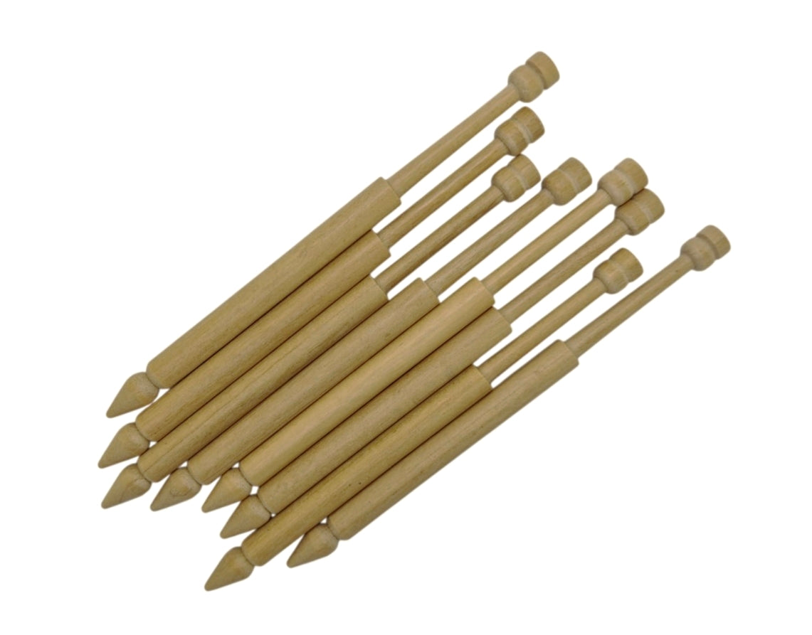 Bolillos Guatambu 13cm x 8mm punta lágrima paquete