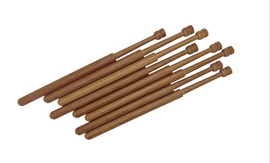 Bolillos Jatoba 15cm x 8mm punta redonda paquete